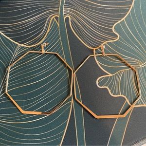 Large Octagon Gold Hoop Earrings
